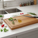 Ek bräda med handtag och skåra, oljad – 350x250x22mm - Bild 2