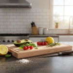 Skärbräda med handtag och spår i oljad bok – 450x300x40mm - Bild 2