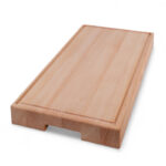 Skärbräda med handtag och spår i oljad bok – 750x300x40mm